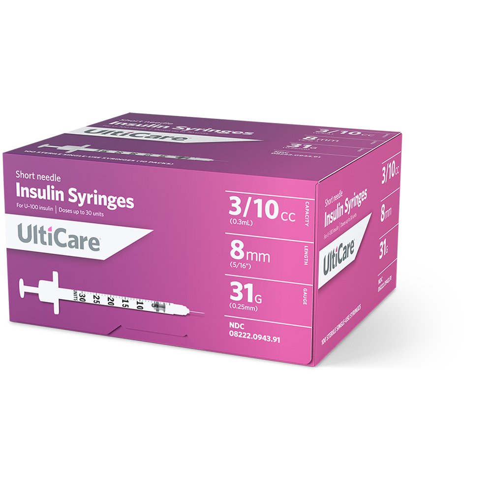 Syringe 3/10cc Insulin with Needle UltiCare™ U-1 .. .  .  